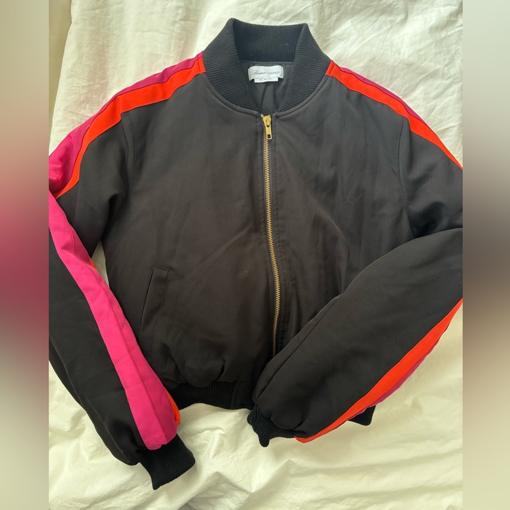 Lovers + Friends Striped Bomber Jacket